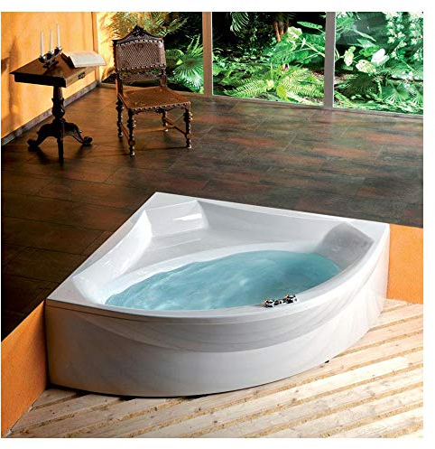 Vasca angolare Rosana 150 x 150 x 49 cm, Bianco, con vasca grembiule, Piedi e wandankern