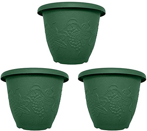 Black Duck Brand Set of 3 Round Grapevine Decorative Planters/Pots - Measures 9 Dia X 7.5 Tall - Great for Indoor and Outdoor Use (Green)
