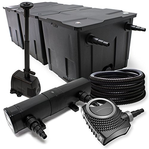 Set filtrante Filtro bio per laghetto 90000l con Chiarificatore UV 36W, Pompa 80W, Pompa fontana