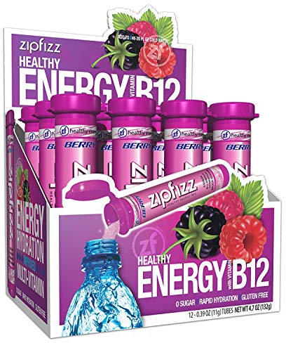 Zipfizz Daily Energy Drink Powder, Berry, 12 Pack | 3-in-1 Sustained Energy, Rapid Hydration, and Essential Vitamins | Sugar-Free | Electrolyte Powder | Contains Vitamin B-12 & Antioxidants