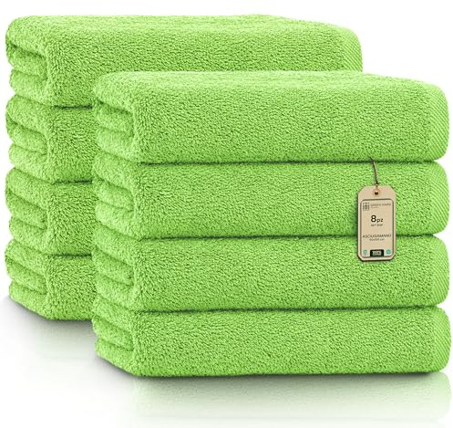 NatureMark Handtücher - Set mit 8 Stück – 100% Baumwolle, Weich & Saugfähig, Premium Qualität für Badezimmer, Spa und Fitness, 50 × 100 cm, Apfel Grün