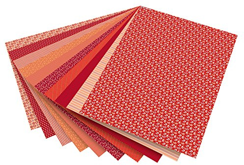 folia 46209 - Motivkarton Basics rot sortiert, 50 x 70 cm, 270 g/qm, 10 Bogen - Grundlage für vielfältige Bastelarbeiten und -ideen