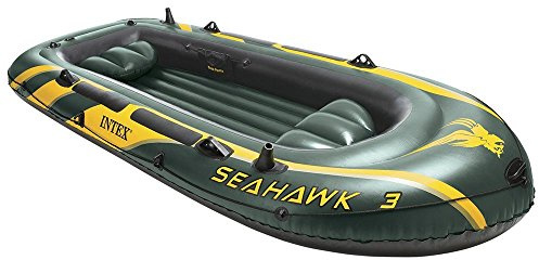 Intex Schlauchboot mit Ruder und Angelhalterung Boot Seahawk 3 phthalates Free, Mehrfarbig, 295 X 137 X 43 cm, 12-68349NP