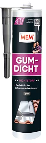 MEM Gum Dicht, Für unterschiedliche Aufgaben im Dachbereich, Haftet auf feuchten, saugenden & nichtsaugenden Untergründen, Wasserdicht, Gebrauchsfertig, Silikonfrei, UV-beständig, 310g Kartusche, Grau