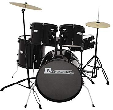 Dimavery DS-200 Schlagzeug-Set, schwarz | 5-teiliges Einsteigerset mit exzellenter Verarbeitung