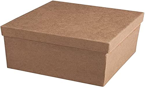 Rayher Boite de rangement, 1 pce, 15,5X15,5X10,5cm, papier-maché, 100% FSC recyclé, à personnaliser, arts créatifs, rangement, photos, souvenirs -71754000, Beige