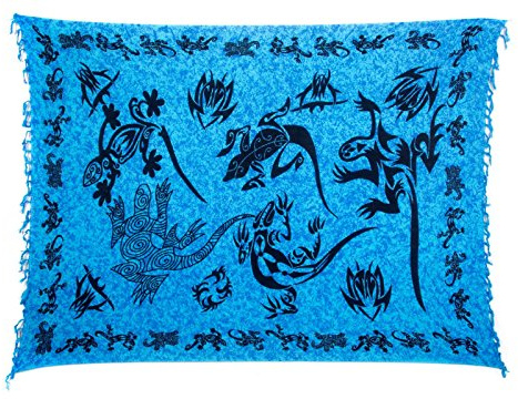 Ciffre Sarong Pareo Wickelrock Strandtuch Handtuch Wickelkleid Strandkleid Schal ca. 170cm x 110cm Gecko Design