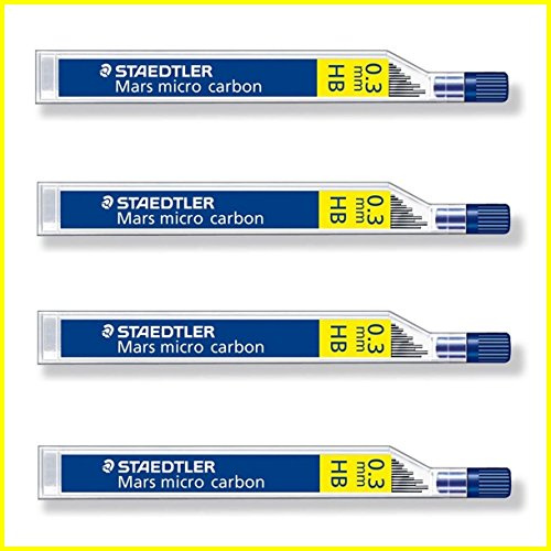 STAEDTLER, Mars micro carbon 250, mine di ricarica, per matita a scatto, 0,3 mm, HB, 4 tubetti (48 mine totali)