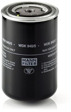 MANN-FILTER WDK 940/5 Kraftstofffilter - für Lkw + Busse | Für LKW, Busse, Schutz des Kraftstoffsystems, Injektorschutz, Zuverlässige Kraftstoffversorgung, Echte OE-Technologie