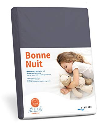 Bonne Nuit Elastan Spannbetttuch Baumwolle Stretch 220 g/m²- Steghöhe bis 40 cm Bettlaken für Boxspringbetten Wasserbetten - Größe 180x200 - 200x220 anthrazit