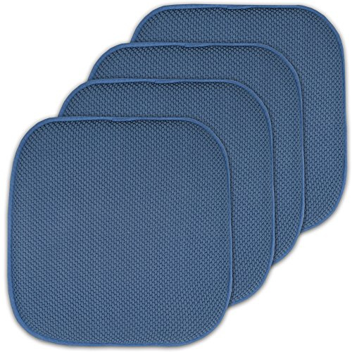 4 Pack Memory Foam Honeycomb Nonslip Back 16 x16 Chair/Seat Cushion Pad, Blue