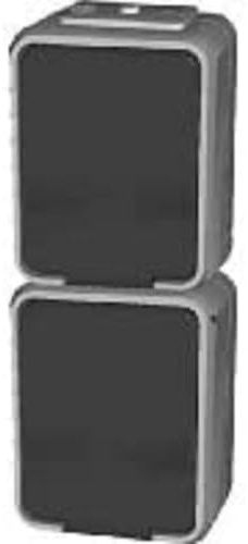 Schneider Electric Elso Steckdose, 2-Fach, Aufputz, 16A, senkrecht, IP44, Steckklemme, AquaTop, licht/basaltgrau, Artikelnummer ELG445419