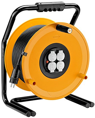 Brennenstuhl 1243221 - Bobinadora extragrande de cable eléctrico, Garant 4 S, protección IP44, 50 m, H07RN-F, 3G2,5