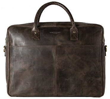 HOLZRICHTER Berlin - Große Aktentasche aus Leder (No 1-1), 30 x 39 x 10 cm Laptoptasche für Herren, Hochwertiges 15 Briefcase für die Arbeit, Businesstasche in Schokoladenbraun