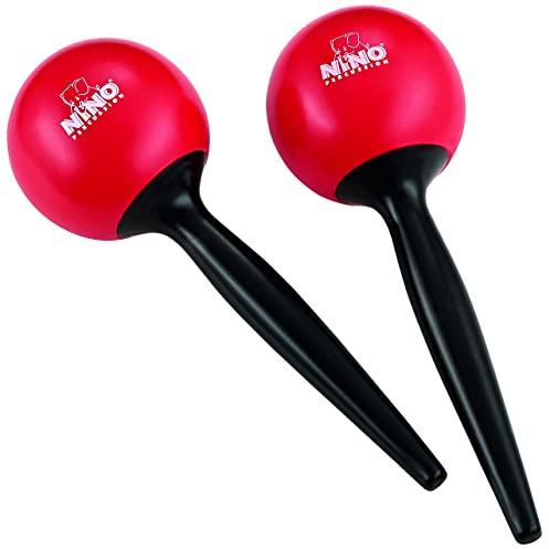 Nino Percussion Large Maracas, Schwarz und Rot (NINO582R) | Musikinstrument für Kinder ab 3 Jahren, 1 Paar, Kunststoff