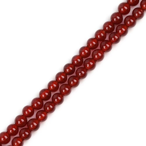 GEM-Inside Natural 4mm Red Agate Smooth Round Gemstone Semi Precious Loose Beads for Jewellery Making 15''