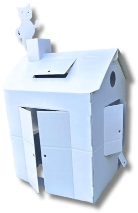 B-Ware Bibabox Det stora papphuset målning hus lekhus tillverkat av robust vit kartong 120 x 70 x 66 cm