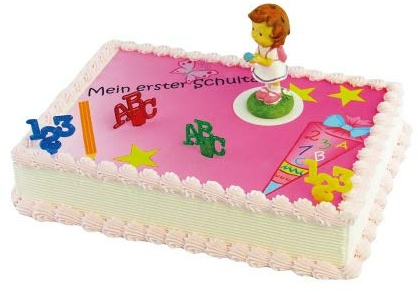 Cake Company Tortendekoration zum Schulanfang für Mädchen | essbare Tortendekoration zum Schulanfang - bedruckter und essbarer Hintergrund