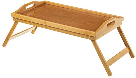 Casa D'Or Vassoio da letto pieghevole con gambe in legno di bambù naturale, 50 x 30 x 22 cm