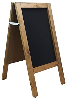 A Board - Chalkboard - Blackboard - Pavement Board -Dark Oak - for USE with Traditional Chalk and/OR Liquid Chalk PENS. Weight 5KGS Height 80cm x Width 40cm.