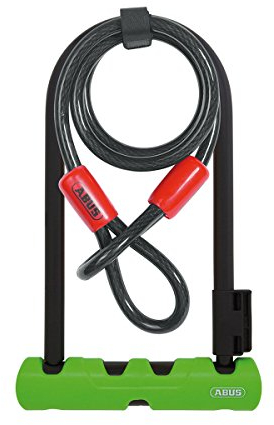ABUS Bügelschloss Ultra 410 + SH34-Halterung + Sicherungskabel Cobra 10/120 - Fahrradschloss mit Rundbügel - ABUS-Sicherheitslevel 8 - 180 mm Bügelhöhe, Schwarz/Grün