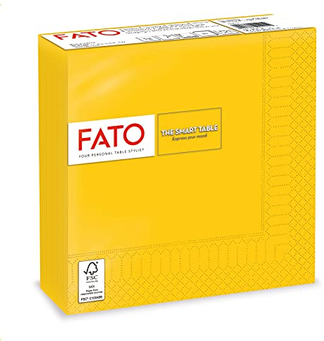 FATO Paper Napkins 2 Ply Yellow, 50 Pieces, 33 x 33 cm, Units