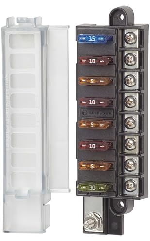 Blue Sea Systems ST Blade Fuse Block Compact 8 Circuit With Cover, 100 Amp, 5046