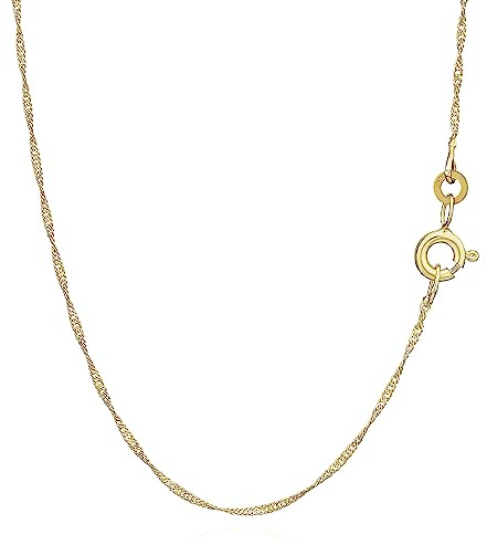 NKlaus Halskette Singapurkette Gold 333 Gelbgold gedreht, 42 cm, 1 Stück | 1 mm breit und ca. 0,73 g leicht