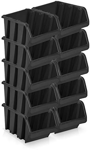 Lot de 10 Cubes de Rangement Boîtes Taille 6 - Noir (39 x 24 x 18 cm)