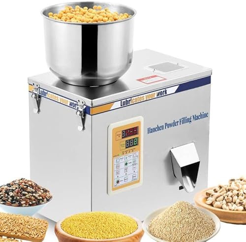 Hanchen Powder Filling Machine 1-50g Particle Weighing Filling Machine Automatic Powder Filling Filler for Tea granules Seeds Grains Powder Glitters with Foot Pedal 110v