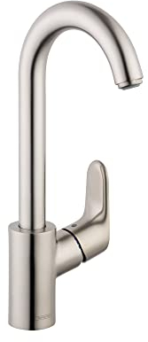 Hansgrohe 4507801 Focus Bar Wasserhahn mit 150 ° schwenkbarer Auslauf – Versand in Janu, Stahl Optik