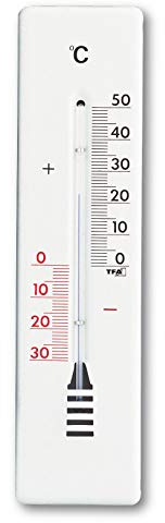 TFA Dostmann Analoges Innen-Außen-Thermometer aus Metall, wetterfest, 26cm hoch, weiß