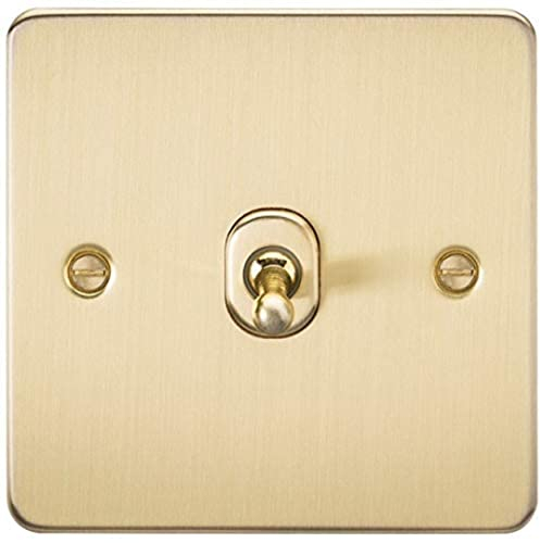 Knightsbridge FP1TOGBB Brushed Brass FPAV1TOGBB Flat Plate 10A 1G 2 Way Toggle Switch