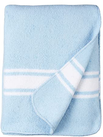 Manta Algodón Mallorquina para Cama o Sofá, Manta de Tacto Suave Ideal para Primavera, Relax o Yoga de algodón Reciclado Hecho en España 160x220 - Azul/Raya Blanca