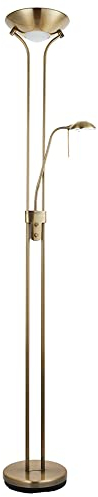 ENDON Rome Mother and Child Floor Lamp - Antique Brass Finish Uplighter Tall Lamp with Reading Light for Living Room - R7s & G9 Bulbs (Not Supplied)