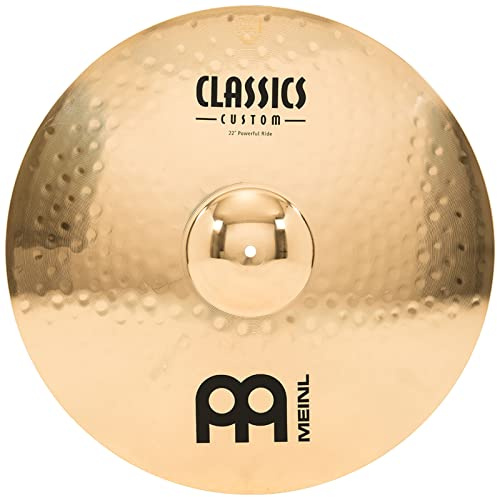Meinl Cymbals Classics Custom Brilliant Plato Powerful Ride de 22 pulgadas (55,88cm) Platillos de Batería - Bronce B12, Acabado Brillante (CC22PR-B)