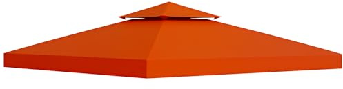Outsunny Ersatzdach für Pavillon 3x3 m Wasserdicht Pavillondach Rostrot | Mit Doppeldach, Ablauflöcher, Ersatzbezug, Ersatzteile für Gartenpavillon Gartenzelt