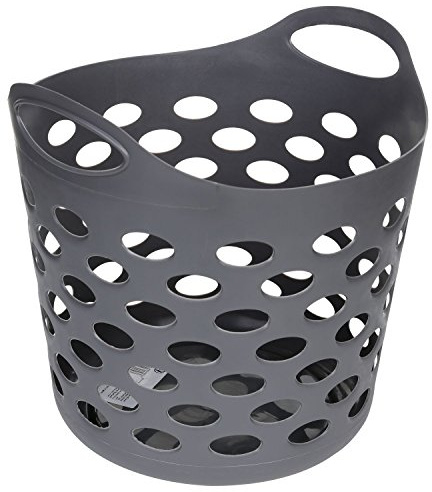 CLEAN HOUSE Panier à Linge Rond - 28 L - Gris