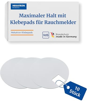Hekatron Klebepads für Rauchmelder, Montage ohne Bohren und Werkzeug | geeignet für Genius Plus, Genius H, Genius Plus X und Genius Hx, 10 Stück, weiß, Ø 9 cm, VdS-geprüft