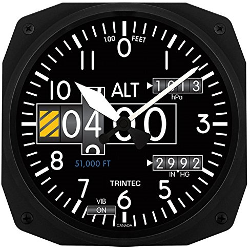 Trintec 3020-10 10 Aviation Modern Altimeter Instrument Style Wall Clock