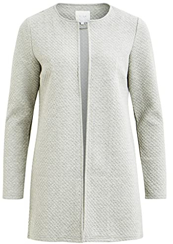 Vila Clothes Damen Blazer VINAJA NEW Long Jacket - NOOS 14038000, Einfarbig, Gr. 36 (Herstellergröße: S), Grau (Light Grey Melange)