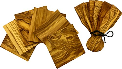 Raclette: Juego espátulas y posavasos, 6 piezas de cada uno. Elegante de madera de olivo.