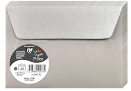 Clairefontaine 50076C - Pacco da 20 Buste autoadesive - Formato C6 (11,4x16,2cm) - 120g/m² - Colore argento -Inviti Eventi e Corrispondenza - Gamma Pollen - Carta Premium Liscia