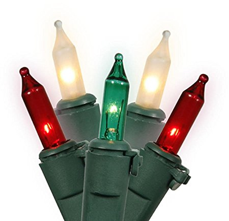 NorthLight Red Clear Frosted And Green Mini Christmas Lights44; Green Wire44; Set Of 100