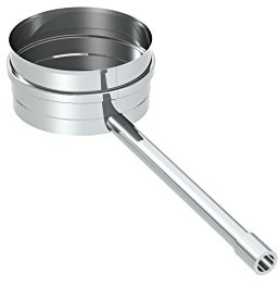 Schornstein-Kondensatschale mit Ablauf 250 mm, 1/2“ Muffe; EW einwandig, 150mm Innendurchmesser, Wandstärke 0,6mm, Edelstahl