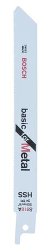 Bosch 2X Reciprocating Saw Blade S 918 AF 'Basic for Metal' (Metal, Steel Pipes, Length 150 mm, Accessories Reciprocating Saws)