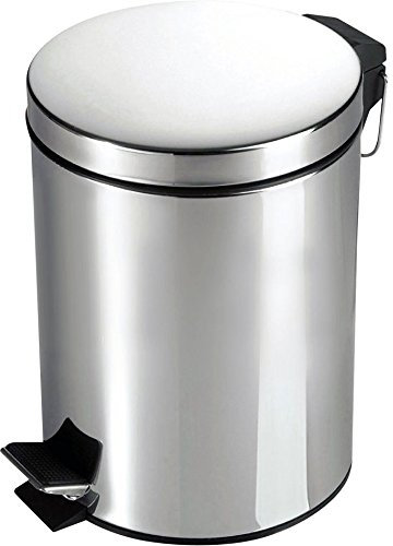 20 Litre Metal Chrome Pedal Bin - Toilet Rubbish Trash Hygienic Paper Dustbin Waste, Garbage | For Home, Bathroom, Bedroom, Office, Kitchen - Strong Stainless Steel | Silent, Stay-Open Lid (20l)