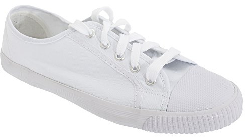 Dek Adults Unisex Lace to Toe White Canvas Plimsolls