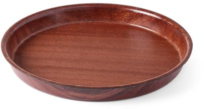 HENDI Serviertablett, AmberBox, rund, mit hohem Rand, Rutschfester Gummibeschichtung, Schock- und bruchfest, Gastro Tablett, Tablett, ø360x(H) 30mm, Holzoptik