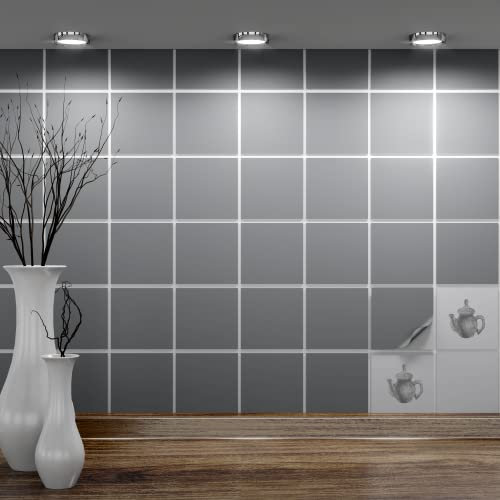 FoLIESEN Tile Sticker 10x10 cm (~ 4x4 Inch) - Tile Stickers for Bathroom & Kitchen - Pack of 80, Silver grey matt
